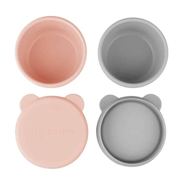 Μπωλ Σιλικόνης με καπάκι 2τμχ Minikoioi MinikOiOi Mini Bites Pink / Grey