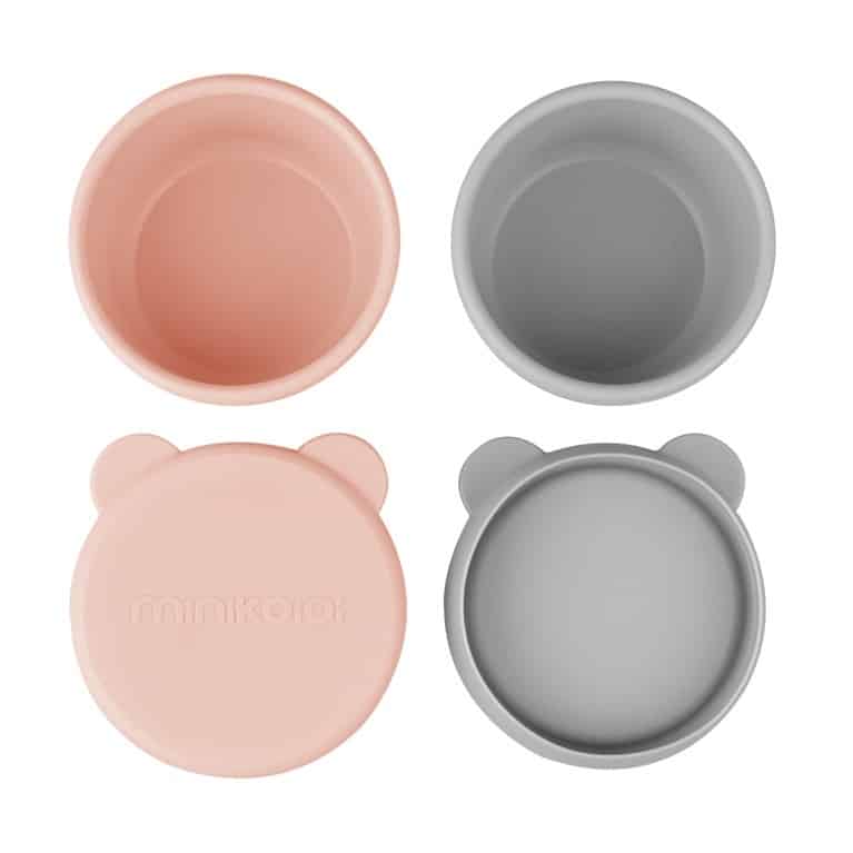 Μπωλ Σιλικόνης με καπάκι 2τμχ Minikoioi MinikOiOi Mini Bites Pink / Grey