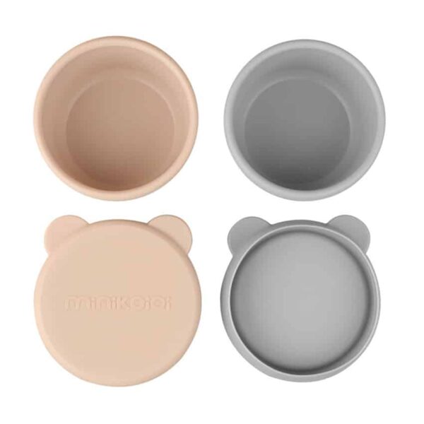 Μπωλ Σιλικόνης με καπάκι 2τμχ Minikoioi MinikOiOi Mini Bites Beige / Grey