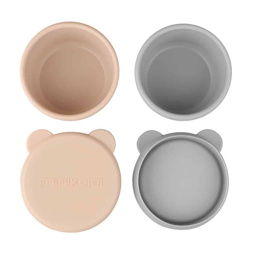 Μπωλ Σιλικόνης με καπάκι 2τμχ Minikoioi MinikOiOi Mini Bites Beige / Grey