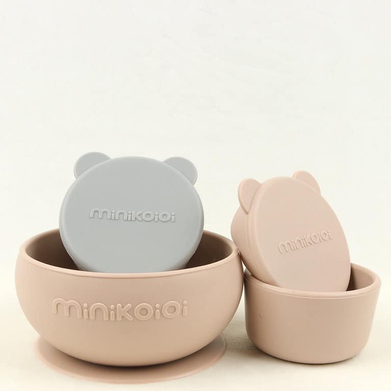 Μπωλ Σιλικόνης με καπάκι 2τμχ Minikoioi MinikOiOi Mini Bites Green / Grey