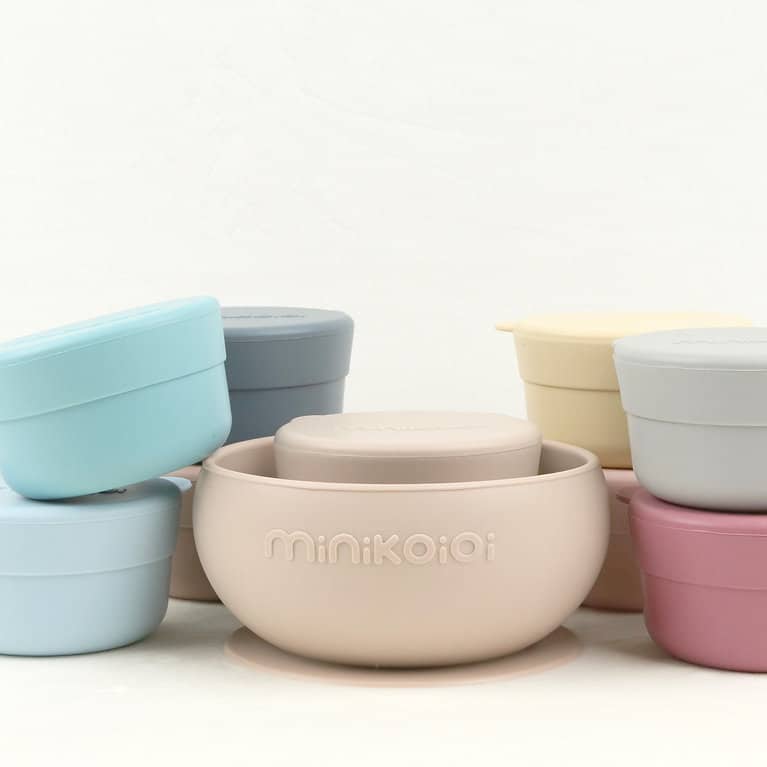 Μπωλ Σιλικόνης με καπάκι 2τμχ Minikoioi MinikOiOi Mini Bites Green / Grey