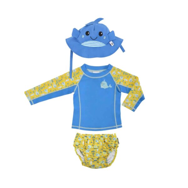 Σετ UV Μαγιό Καπέλο Μπλούζα Zoocchini Willy the Whale