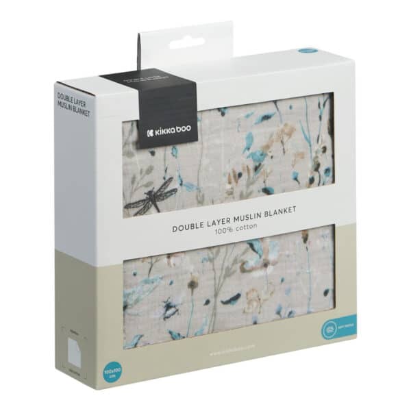 Κουβέρτα Αγκαλιάς Mουσελίνα 100x100εκ Kikka Boo Dreamy Fields Grey