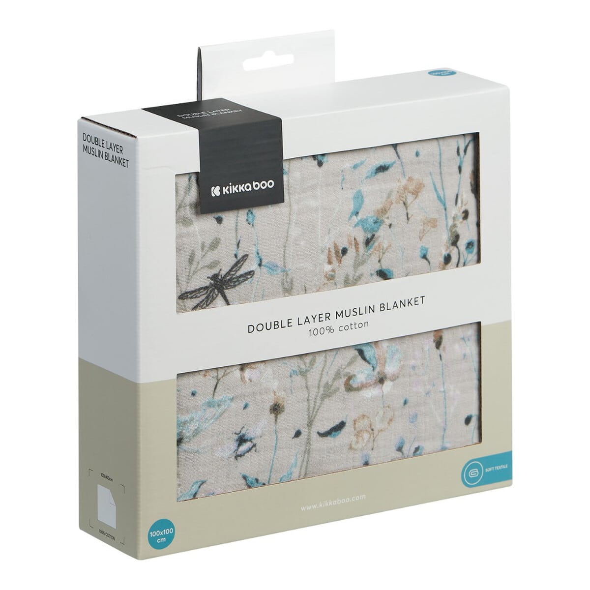 Κουβέρτα Αγκαλιάς Mουσελίνα 100x100εκ Kikka Boo Dreamy Fields Grey