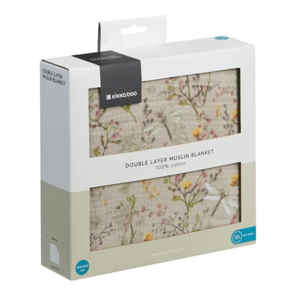 Κουβέρτα Αγκαλιάς Mουσελίνα 100x100εκ Kikka Boo Secret Garden Beige