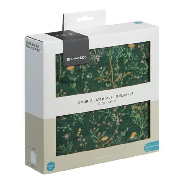 Κουβέρτα Αγκαλιάς Mουσελίνα 100x100εκ Kikka Boo Secret Garden Green