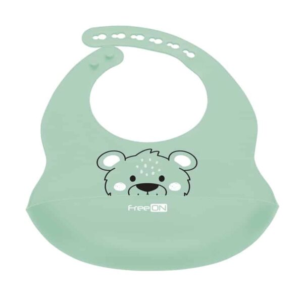 Σαλιάρα Σιλικόνης με Τσέπη FreeOn Bear Green