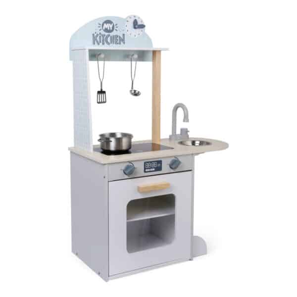 Ξύλινη Κουζίνα Play Moni Toys Με 4 Μαγειρικά Σκεύη 7251
