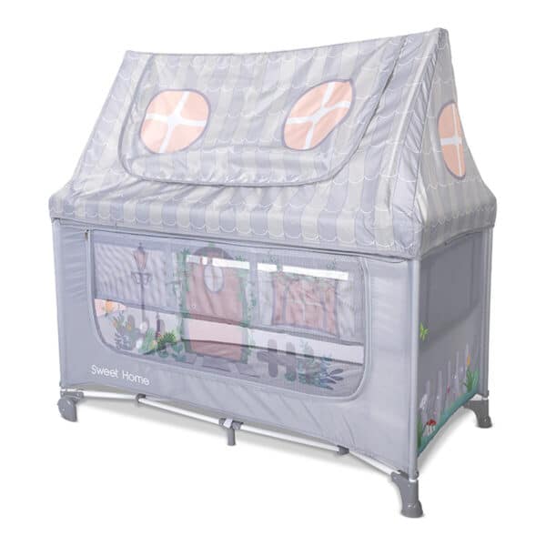 Παρκοκρέβατο 2 Επιπέδων με Στέγη Lorelli Sweet Home Grey