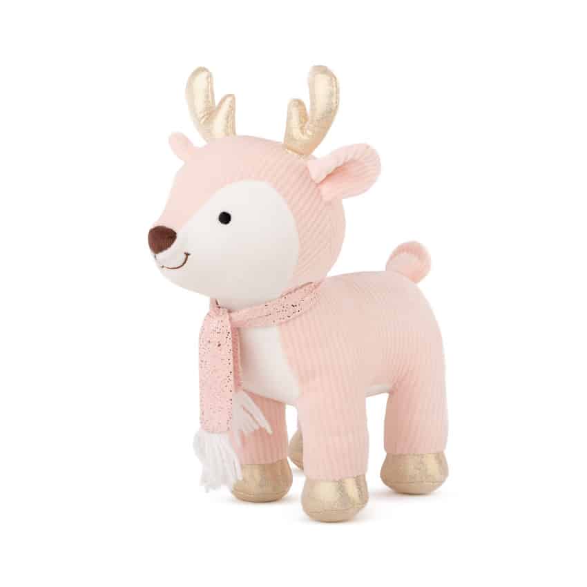 Χριστουγεννιάτικο Ελαφάκι με κασκόλ 25εκ Amek Toys Pink