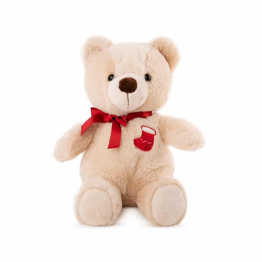 Χριστουγεννιάτικο Αρκουδάκι 30εκ Amek Toys Beige
