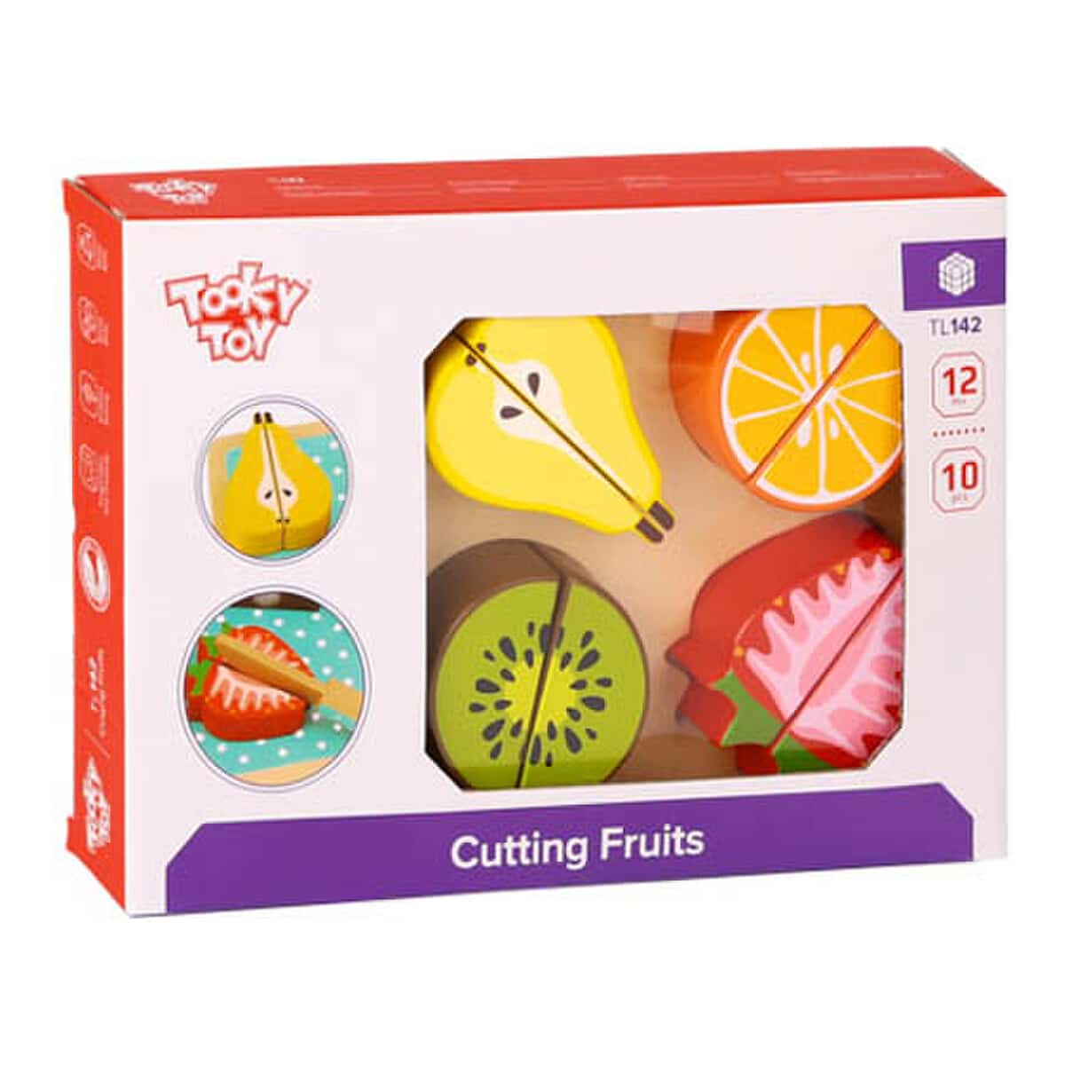 Ξύλινα Φρούτα Σφηνώματα με Δίσκο Κοπής Tooky Toy TL142 - Image 3