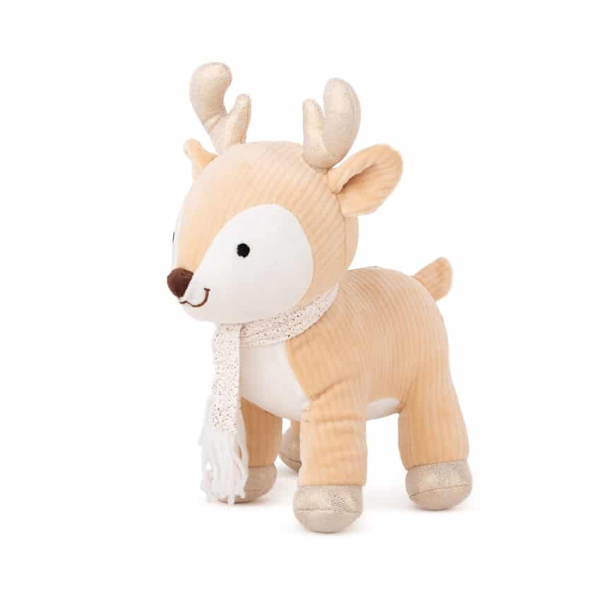 Χριστουγεννιάτικο Ελαφάκι με κασκόλ 25εκ Amek Toys Beige