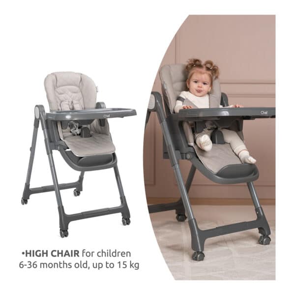 Καρεκλάκι Φαγητού 3 σε 1 Lorelli Chef Grey Leather - Image 7