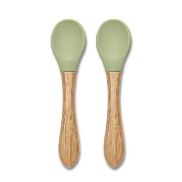 Σετ Κουτάλια Σιλικόνης 2τμχ Με Μπαμπού Lorelli Natural Fresh Green