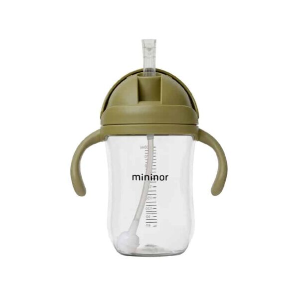 Εκπαιδευτικό Ποτηράκι με καλαμάκι 220ml Mininor Moss Green