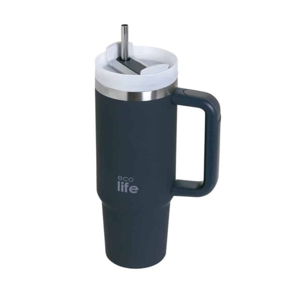 Θερμός Ποτήρι Ανοξείδωτο με Καλαμάκι 900ml Ecolife Stormy Sea