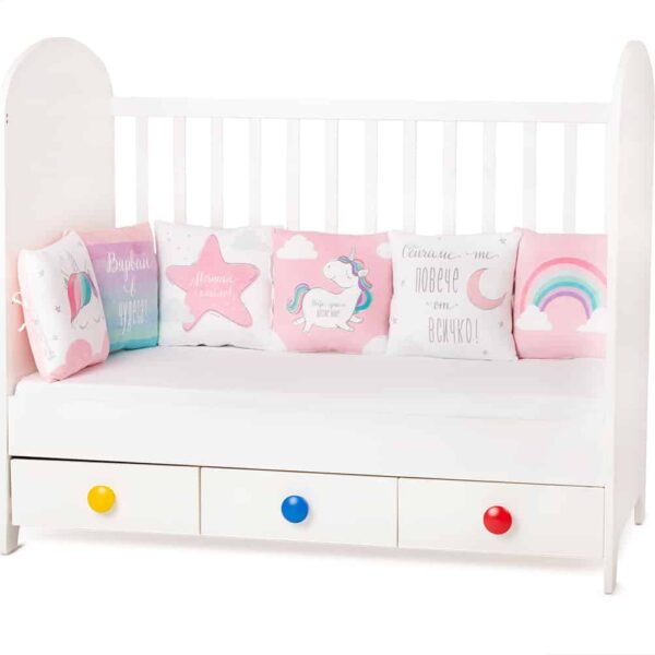Πάντα κρεβατιού με 6 μαξιλάρια 30x30εκ Amek Toys Unicorn