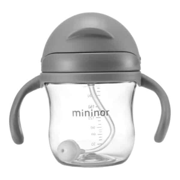 Εκπαιδευτικό Ποτηράκι με καλαμάκι 220ml Mininor Grey