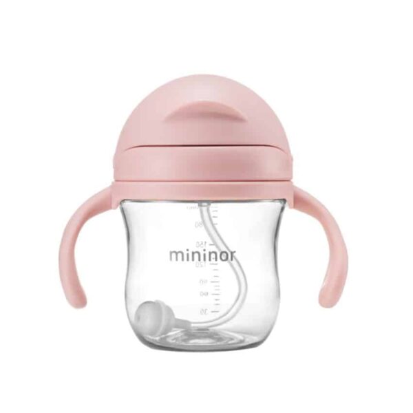 Εκπαιδευτικό Ποτηράκι με καλαμάκι 220ml Mininor Pink