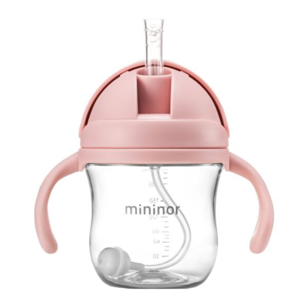 Εκπαιδευτικό Ποτηράκι με καλαμάκι 220ml Mininor Pink