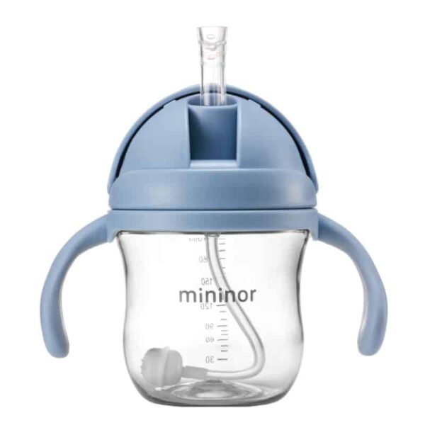 Εκπαιδευτικό Ποτηράκι με καλαμάκι 220ml Mininor Blue