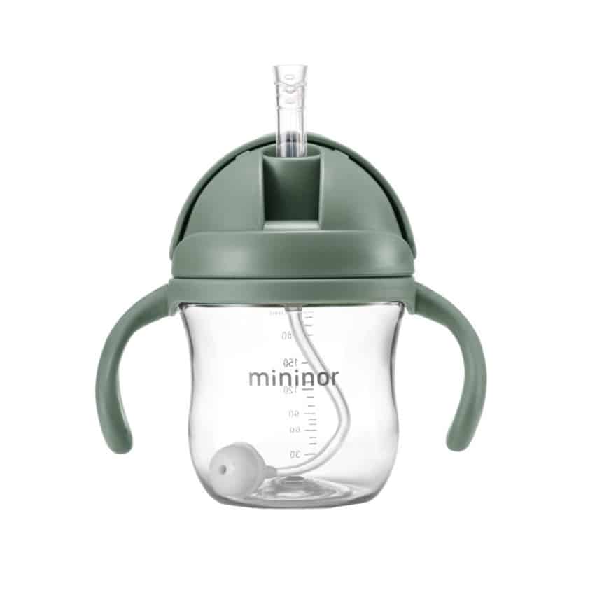 Εκπαιδευτικό Ποτηράκι με καλαμάκι 220ml Mininor Green