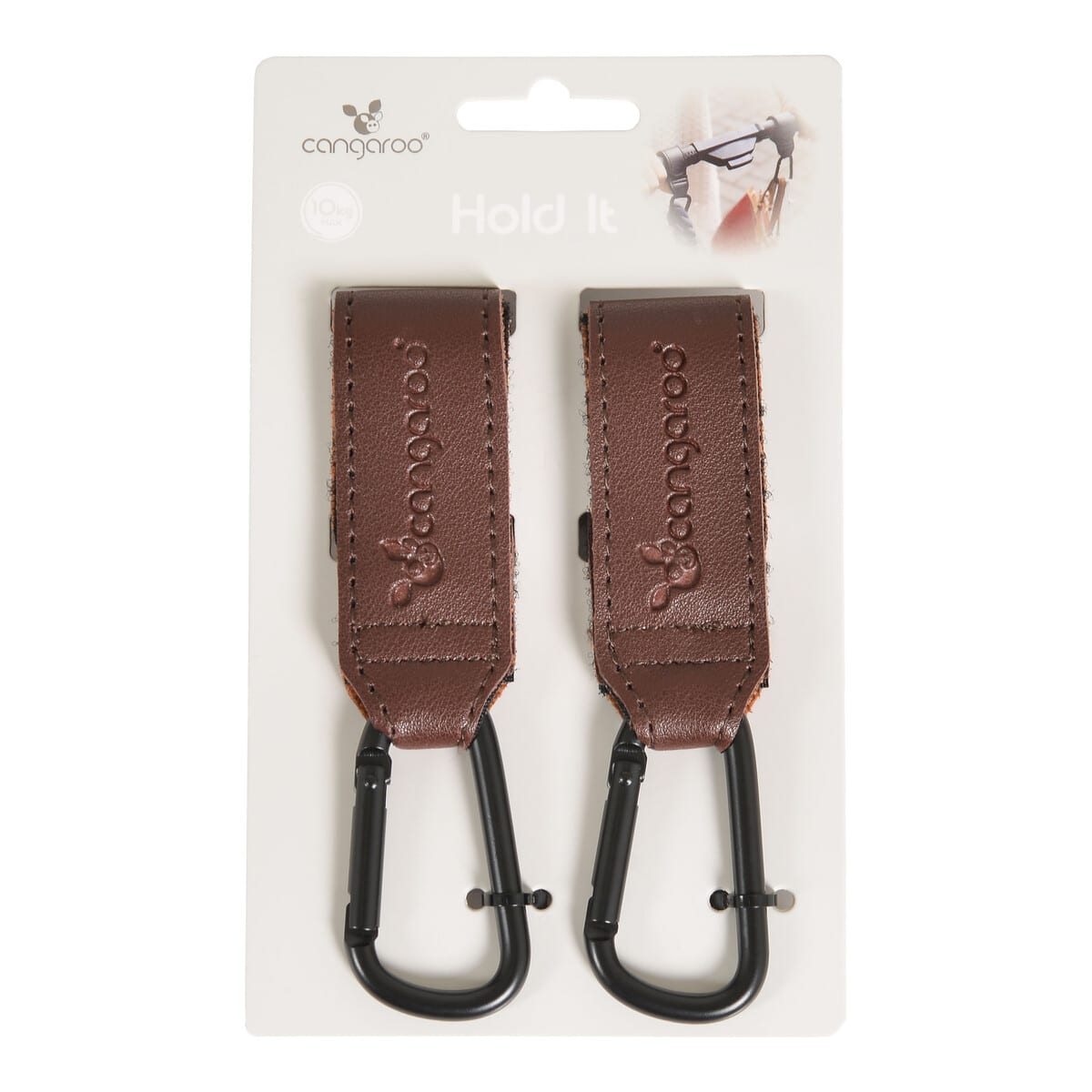 Γάντζοι Καροτσιού Universal 2τμχ Cangaroo Dark Brown