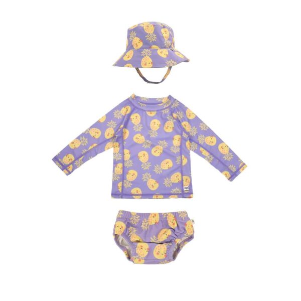 Σετ UV Μαγιώ Πάνα Καπέλο Μπλούζα Zoocchini Bucket Pineapple