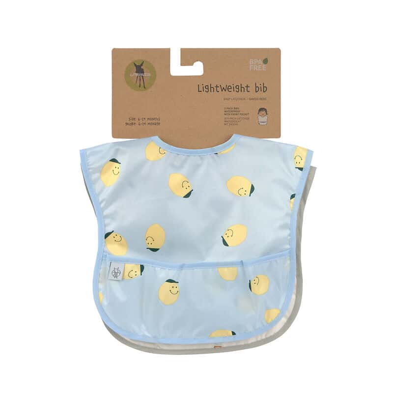 Σαλιάρα αδιάβροχη με τσέπη 2τμχ Laessig Happy Fruits Lemon