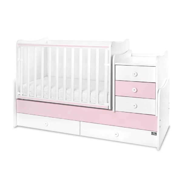Μετατρεπόμενο βρεφικό κρεβάτι Lorelli Maxi plus 70/160 White/Orchid Pink