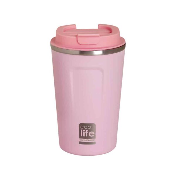Ποτήρι Θερμός Ανοξείδωτο 370ml Ecolife Rose Pink Coffee