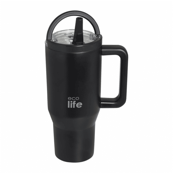 Θερμός Ανοξείδωτο 900ml με Διπλή Λαβή Ecolife Rich Black