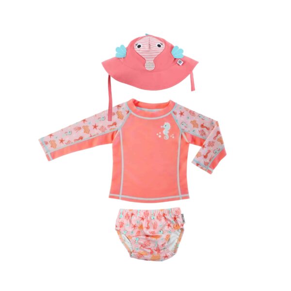 Σετ UV Μαγιώ Πάνα Καπέλο Μπλούζα Zoocchini Sally the Seahorse