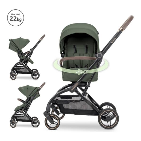 Καρότσι Βόλτας 0-22kg Περιστρεφόμενο 360° Lorelli Makaya Green