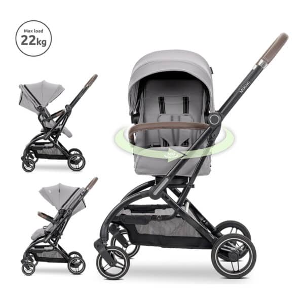 Καρότσι Βόλτας 0-22kg Περιστρεφόμενο 360° Lorelli Makaya Grey