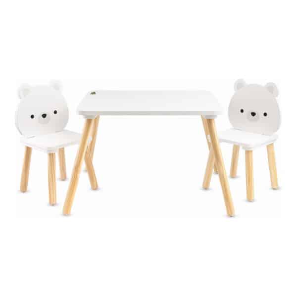 Ξύλινο Παιδικό Τραπεζάκι Με 2 Καρέκλες MONI Toys White Bears