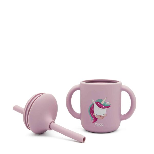 Κύπελλο σιλικόνης LFGB με καλαμάκι Sassi Sparkly The Unicorn