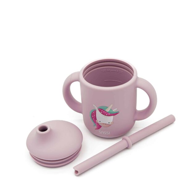 Κύπελλο σιλικόνης LFGB με καλαμάκι Sassi Sparkly The Unicorn