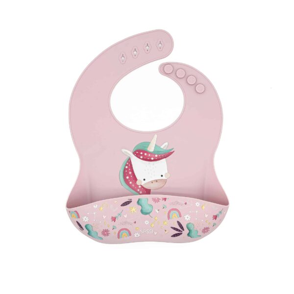 Σαλιάρα σιλικόνης LFGB Sassi Sparkly The Unicorn