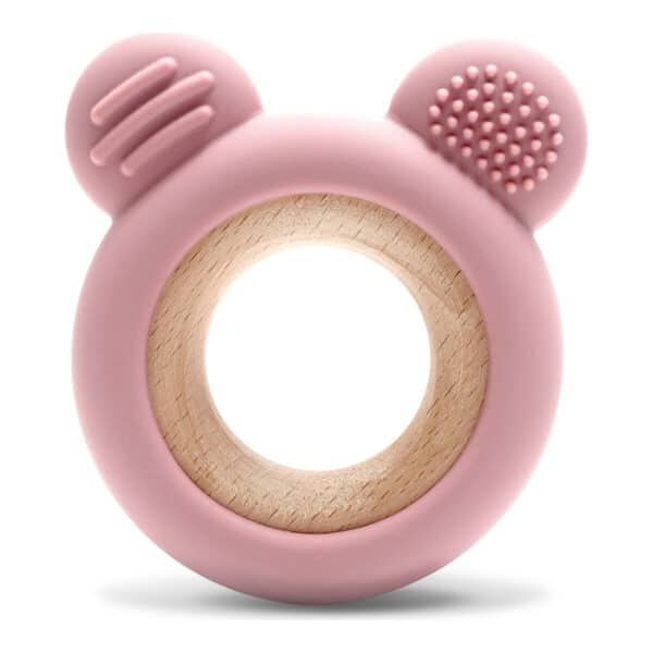 Μασητικός Κρίκος Οδοντοφυΐας Σιλικόνης Lorelli Bear Natural Deep Pink