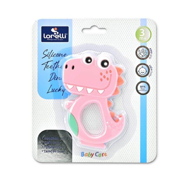 Alternative view of Μασητικό Οδοντοφυΐας Σιλικόνης Lorelli Dino Lucky Pink