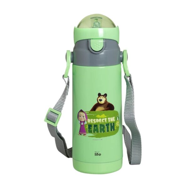 Ανοξείδωτο Παγούρι Θερμός με Καλαμάκι 400ml Ecolife Masha Respect Earth Mint
