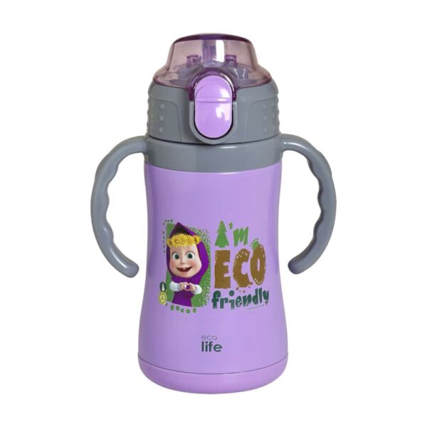 Ανοξείδωτο Παγούρι Θερμός με Καλαμάκι 300ml Ecolife Kids Thermos Masha Eco Friendly Lilac