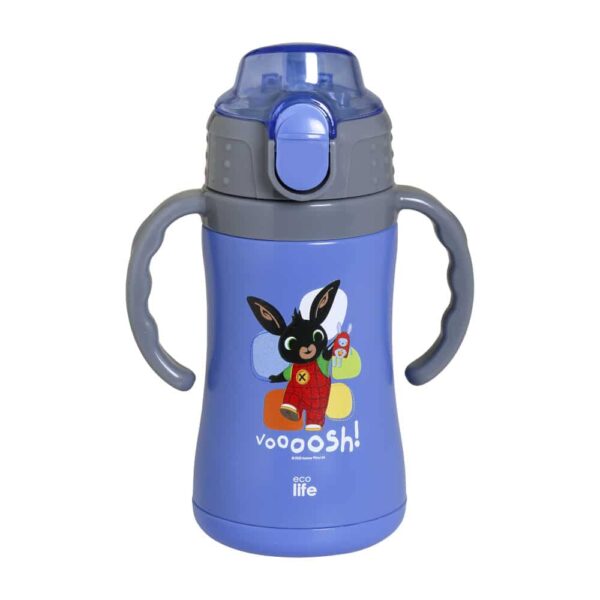 Ανοξείδωτο Παγούρι Θερμός με Καλαμάκι 300ml Ecolife Kids Thermos Bing Voooosh Blue