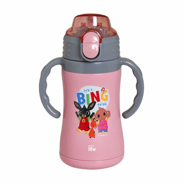 Ανοξείδωτο Παγούρι Θερμός με Καλαμάκι 300ml Ecolife Kids Thermos It's A Bing Thing Pink