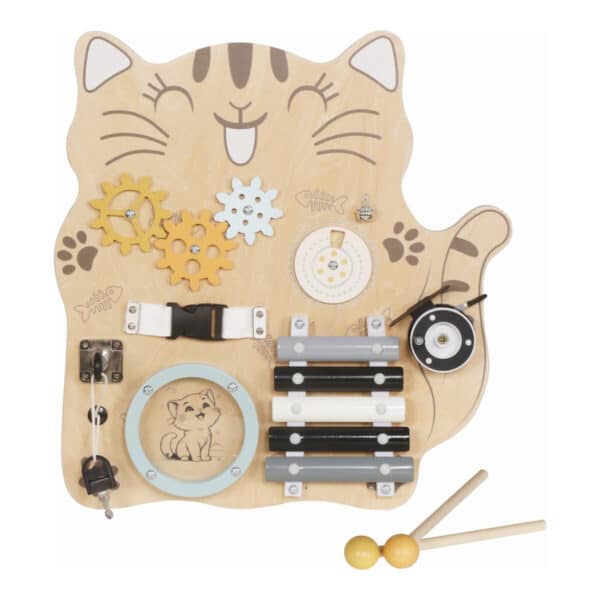 Ξύλινος Πίνακας Δραστηριοτήτων Moni Toys Montessori Busy Board Cat W12D664