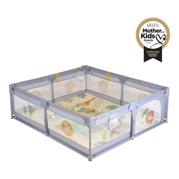 Πάρκο 200x150cm με Αφρώδες Χαλάκι Μπάλες και Αξεσουάρ Moni Playpen GameZone Grey