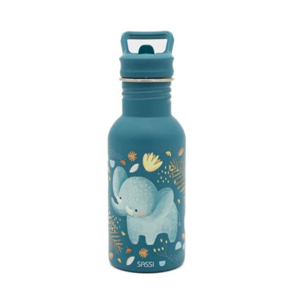 Ανοξείδωτο μπουκάλι με καλαμάκι 500ml Sassi Chewy the Elephant